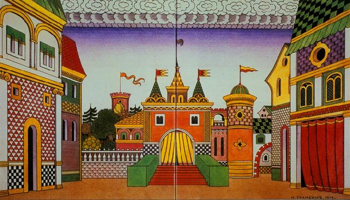 Ivan Bilibin Stage-set for the opera The Golden Cockerel 1909 Germany oil painting art
